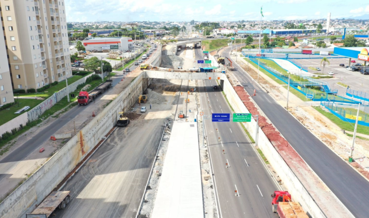 Avanço nas obras da Linha Verde em Curitiba provoca nova alteração no trânsito da região do Trevo do Atuba
