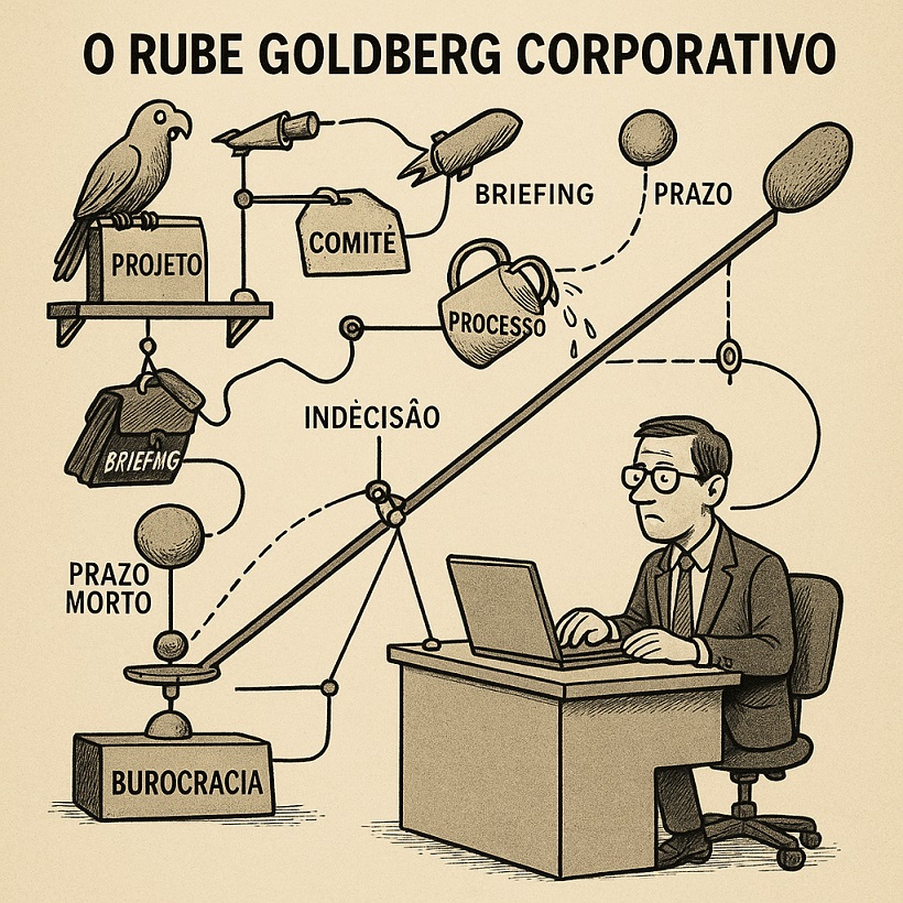 O Rube Goldberg Corporativo: Como Tornar Tudo Incrivelmente Complexo Para Resolver o Óbvio 2 Rude Goldberg corporativo01