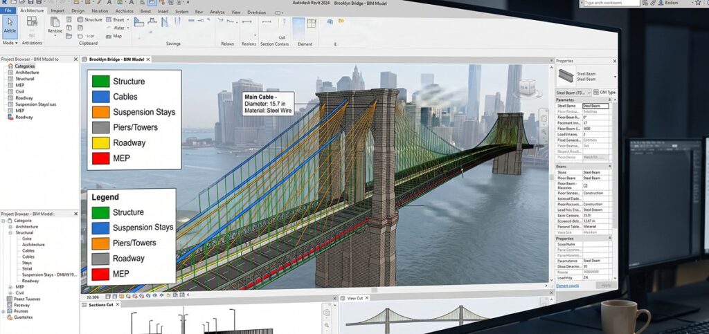 Da Ponte do Brooklyn ao BIM: como a engenharia evoluiu e por que isso muda completamente uma obra de infraestrutura 1 ponte do brooklyn com BIM